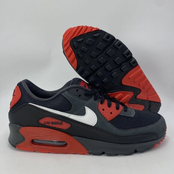 Nike Air Max 90 Bred Anthracite Mystic Red White Black Multiple Sizes - Picture 1 of 6